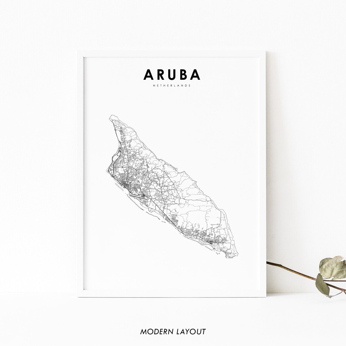 Aruba Map Print, Oranjestad Nursery Wall Art