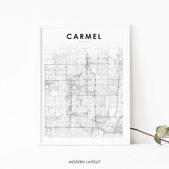 Carmel In Map Print Indiana Usa Art Poster Indianapolis City Street Road Nursery Room Wall Office Decor