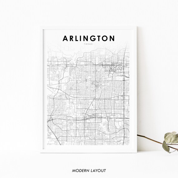 Arlington Tx Map Print Texas Usa Art Poster Dallas Fort Worth City Street Nursery Room Wall Office Decor