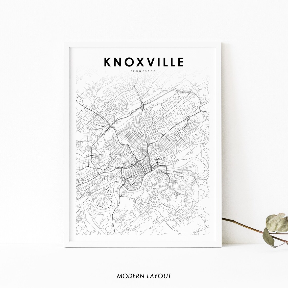 Knoxville TN Map Art Print, Tennessee City Map