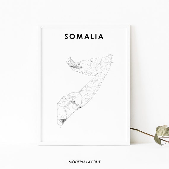 Somalia Map Print, Mogadishu Nursery Room Decor
