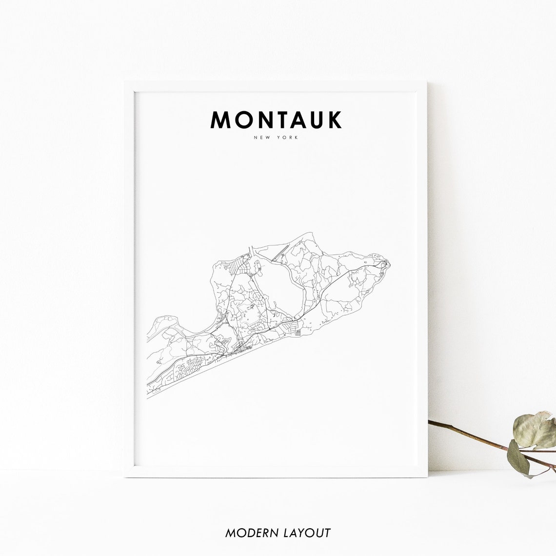 Montauk New York Coastal City Map Minimalist Modern Wall Poster