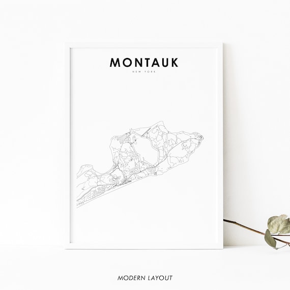 Montauk Ny Map Print New York Usa Art Poster City Street Road Nursery Room Wall Office Decor