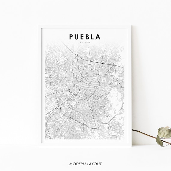 Puebla Mexico Map Print De Zaragoza Mxico Art Poster City Street Road Nursery Room Wall Office Decor