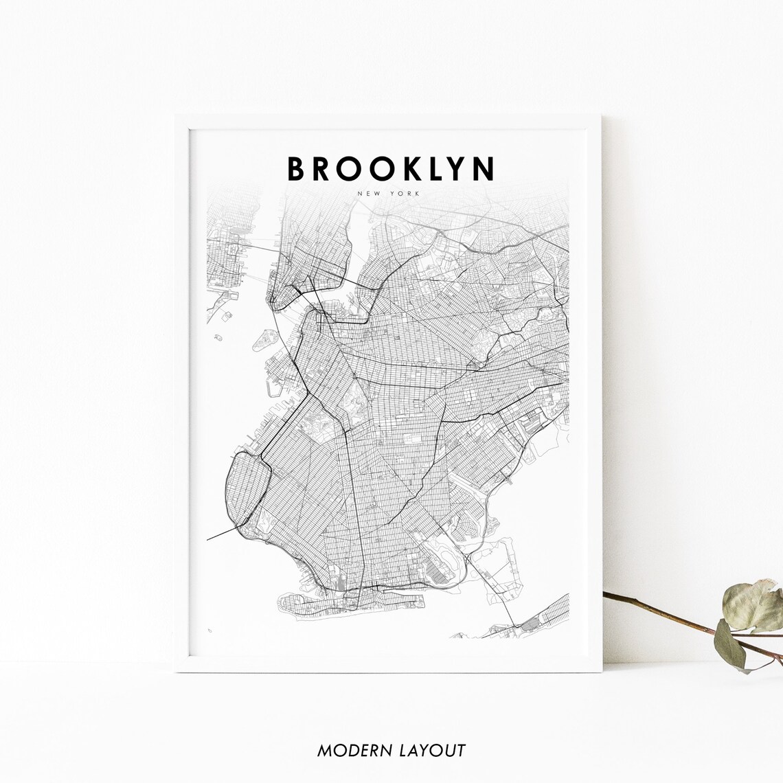 Brooklyn NY Map Print, New York City Travel Poster