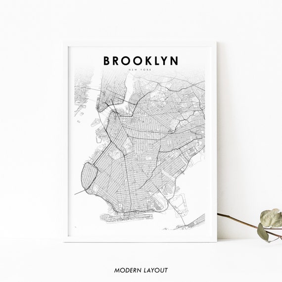 Brooklyn NY Map Print, New York City Travel Poster