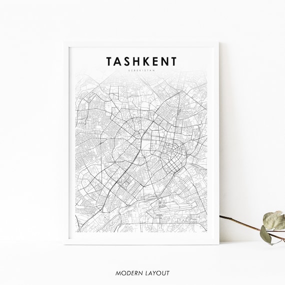 Tashkent Uzbekistan Map Print Art Poster Toshkent City Street Road Nursery Room Wall Office Decor