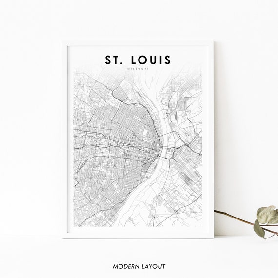 St Louis MO Map Print, Missouri City Art Poster