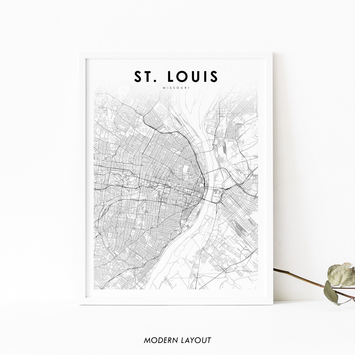 St Louis MO Map Print, Missouri City Art Poster