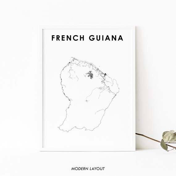 French Guiana Map Print Country Road Poster Guyane Guianas Cayenne Art Nursery Room Wall Office Decor