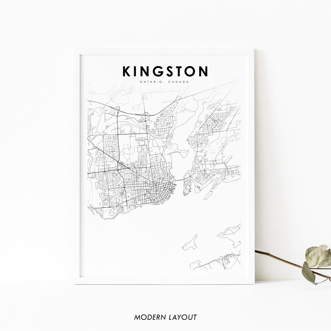 Kingston Ontario Map Print, Canada City Street Road