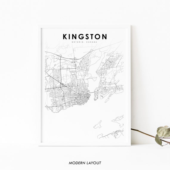 Kingston Ontario Map Print, Canada City Street Road
