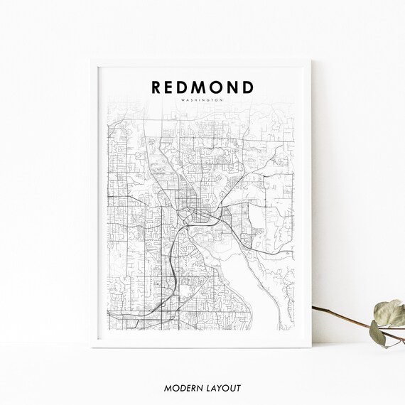 Redmond Wa Map Print Washington Usa Art Poster City Street Road Nursery Room Office Wall Decor Minimalist