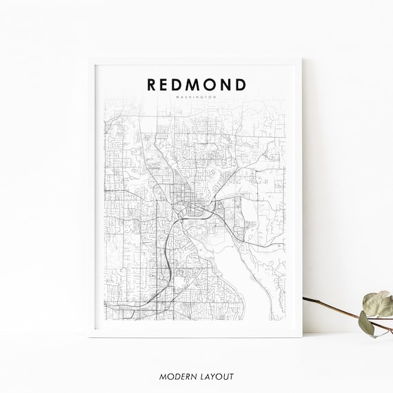 Redmond Washington Minimalist Black And White City Map Poster