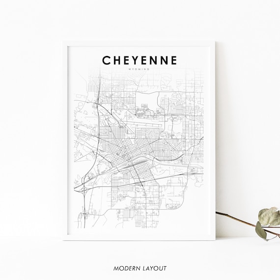 Cheyenne Wyoming Minimal Street Map Modern Layout Art Poster