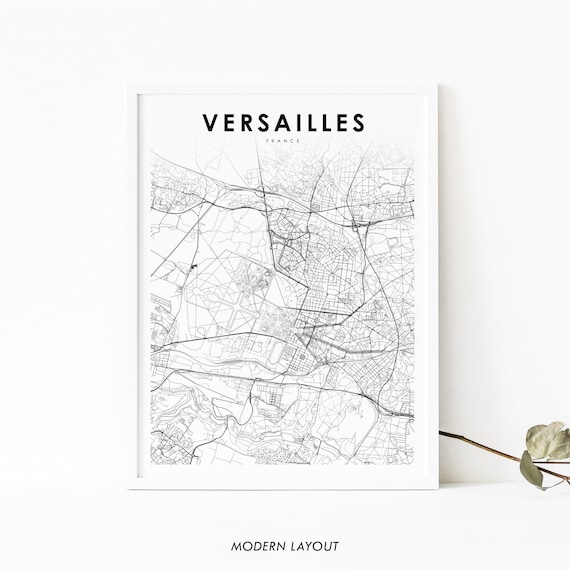 Versailles France City Map Poster Minimalist Black And White Travel Decor