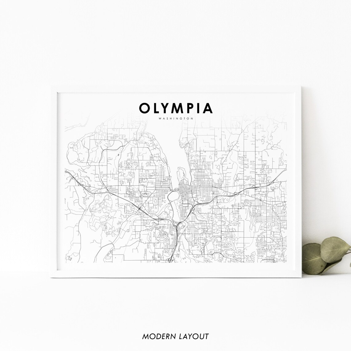 Olympia, WA Map Print, Washington USA Art Poster