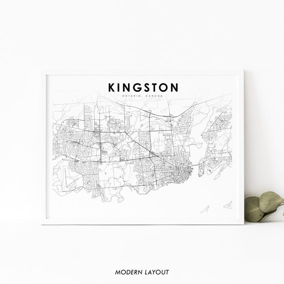Kingston Ontario Map Print, City Street Road Poster
