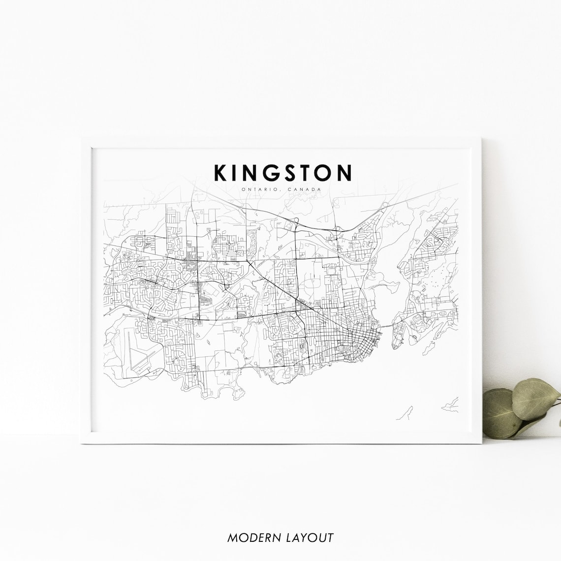 Kingston Ontario Map Print, City Street Road Poster