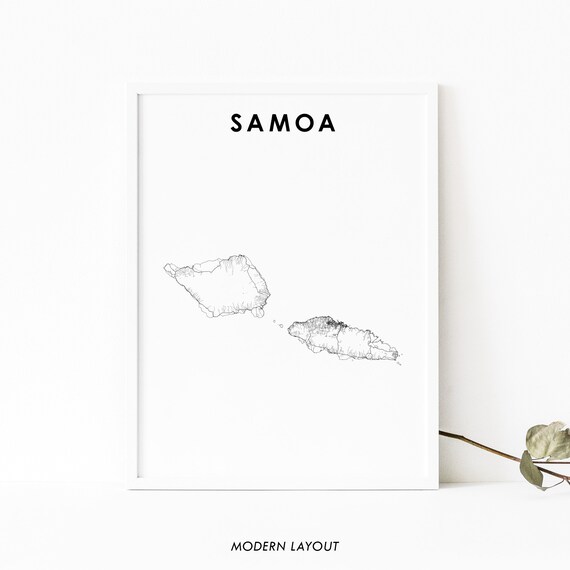 Samoa Map Print Country Road Art Poster Smoa Samoan Islands Savaii Upolu Apia Nursery Room Wall Office Decor