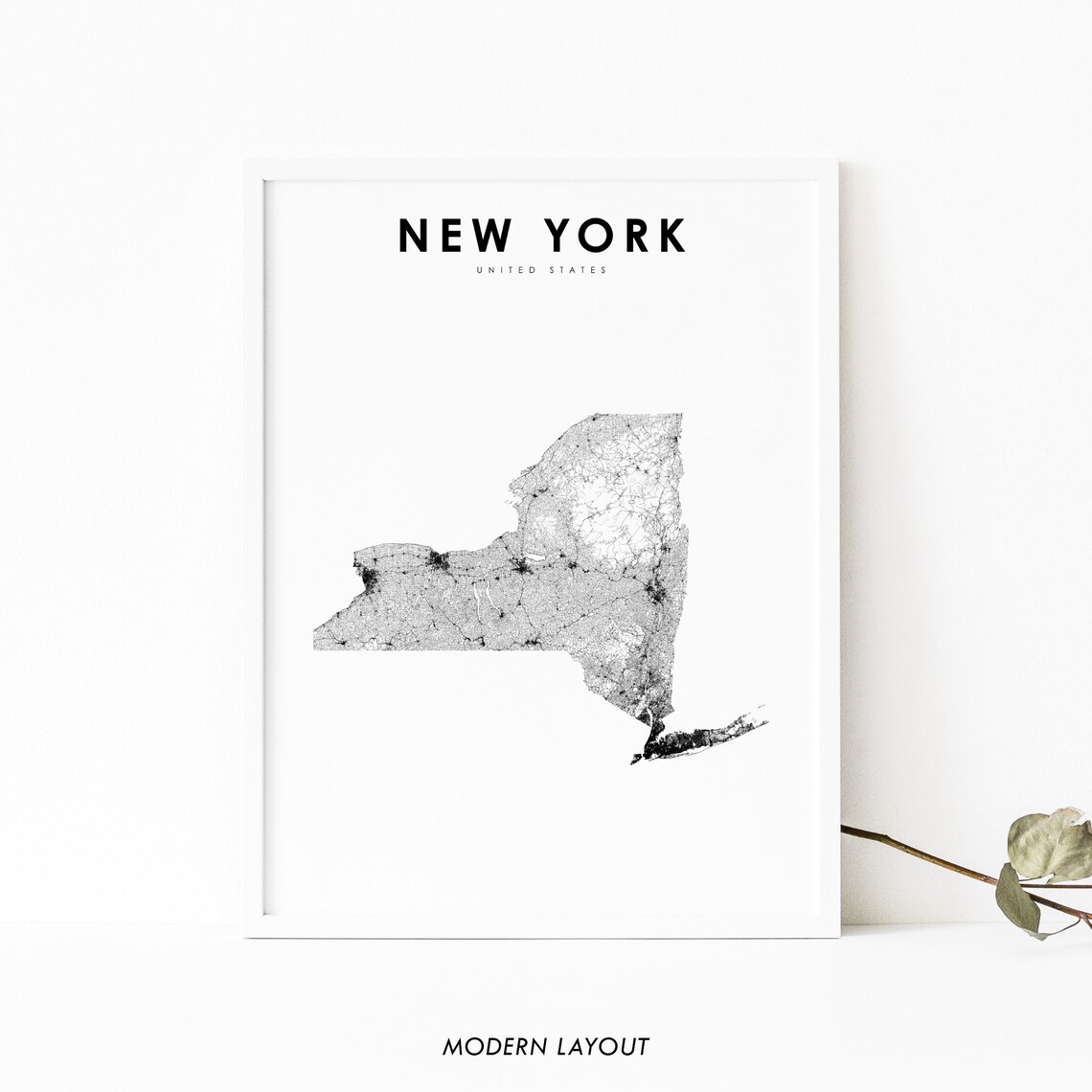 New York Map Print, Nursery Room Wall Decor