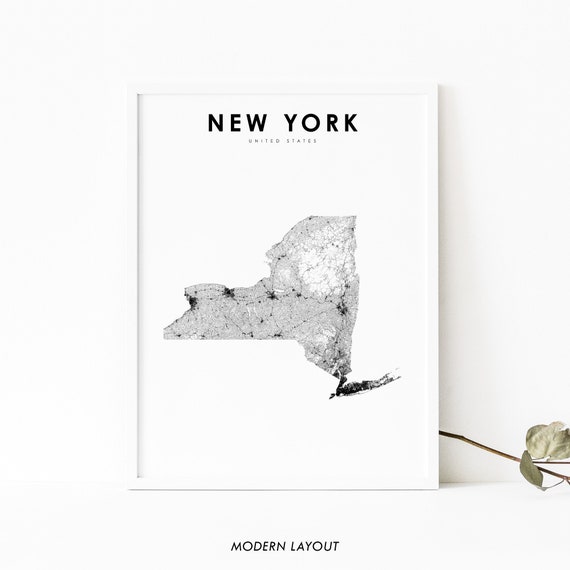 New York Map Print, Nursery Room Wall Decor