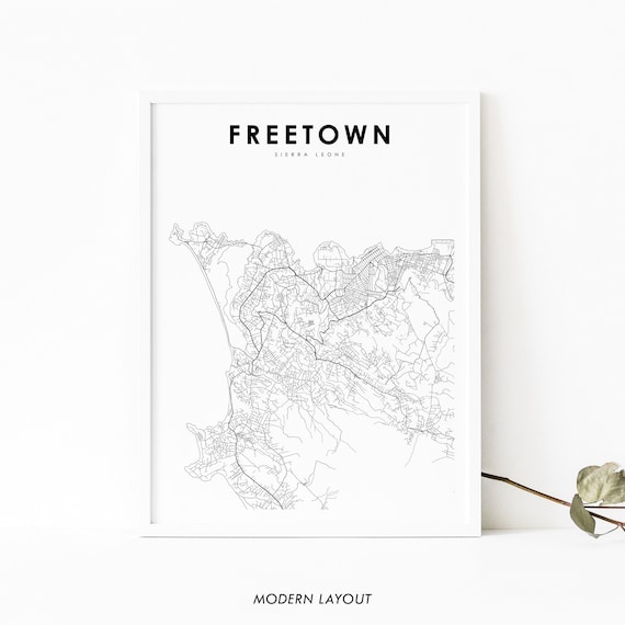 Freetown Sierra Leone Map Art Print, West Africa