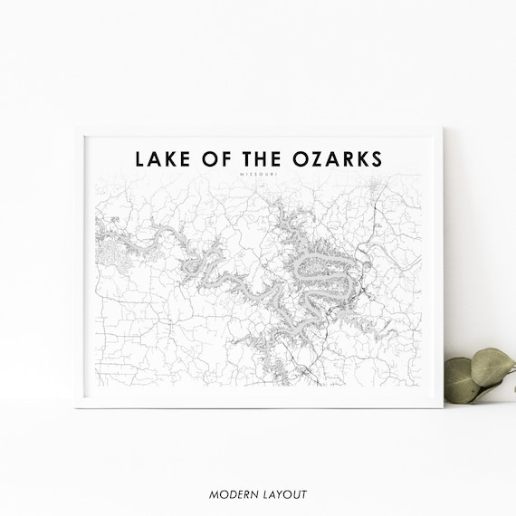 Lake Of The Ozarks Missouri Minimalist Map Lake Road Art Poster