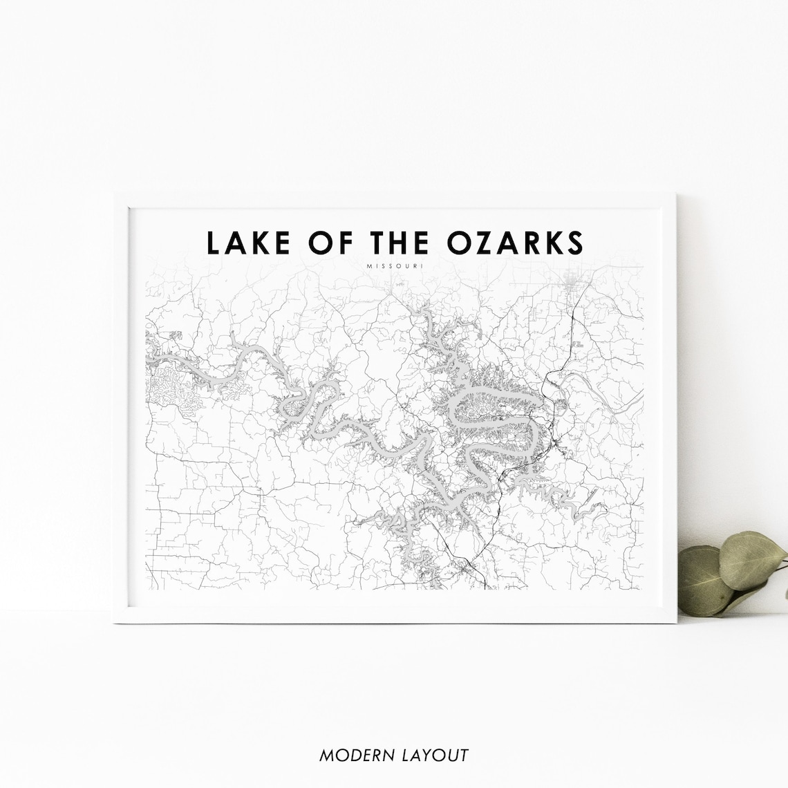 Lake Of The Ozarks Missouri Minimalist Map Lake Road Art Poster