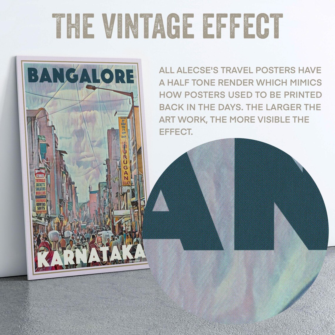 Bangalore Karnataka India Busy Market Street Retro Travel Poster - Image 2