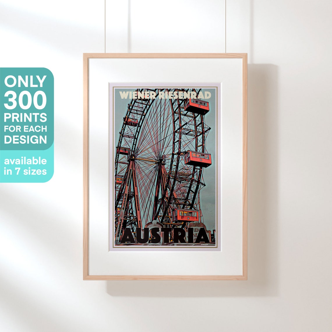 Vienna Poster Wiener Riesenrad By Alecse Limited Edition Austria Travel Poster Vienna Print Ferris Wheel Poster Poster Of Vienna - Image 2