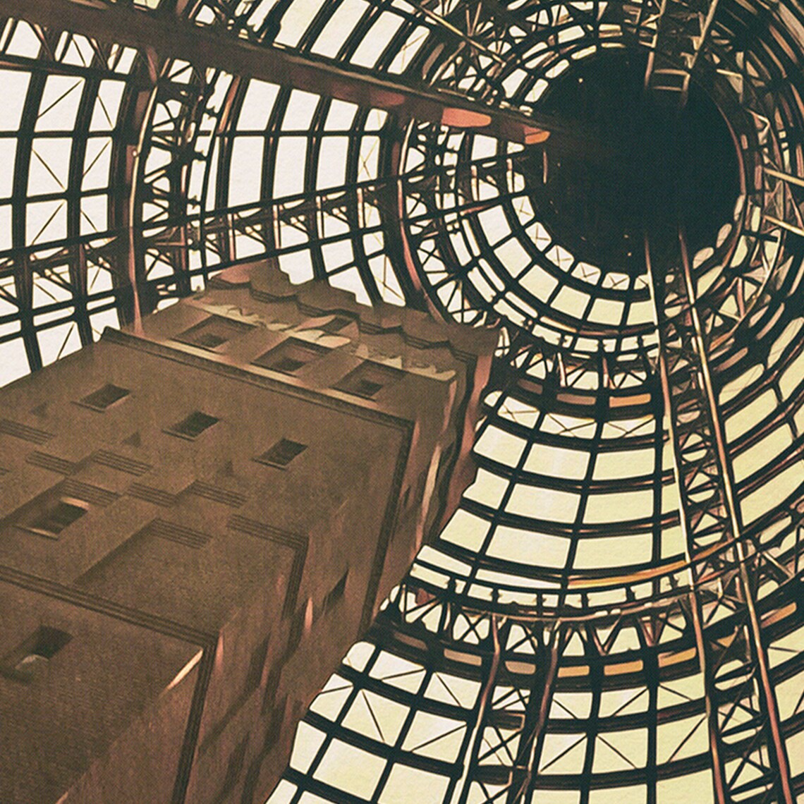 Melbourne Coops Shot Tower Glass Dome Australia Retro Travel Poster - Image 4