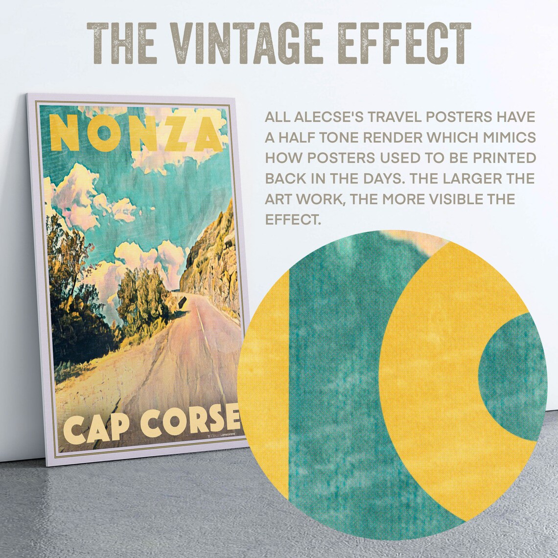 Corsica Nonza Cap Corse Winding Coastal Road Retro Travel Poster - Image 2
