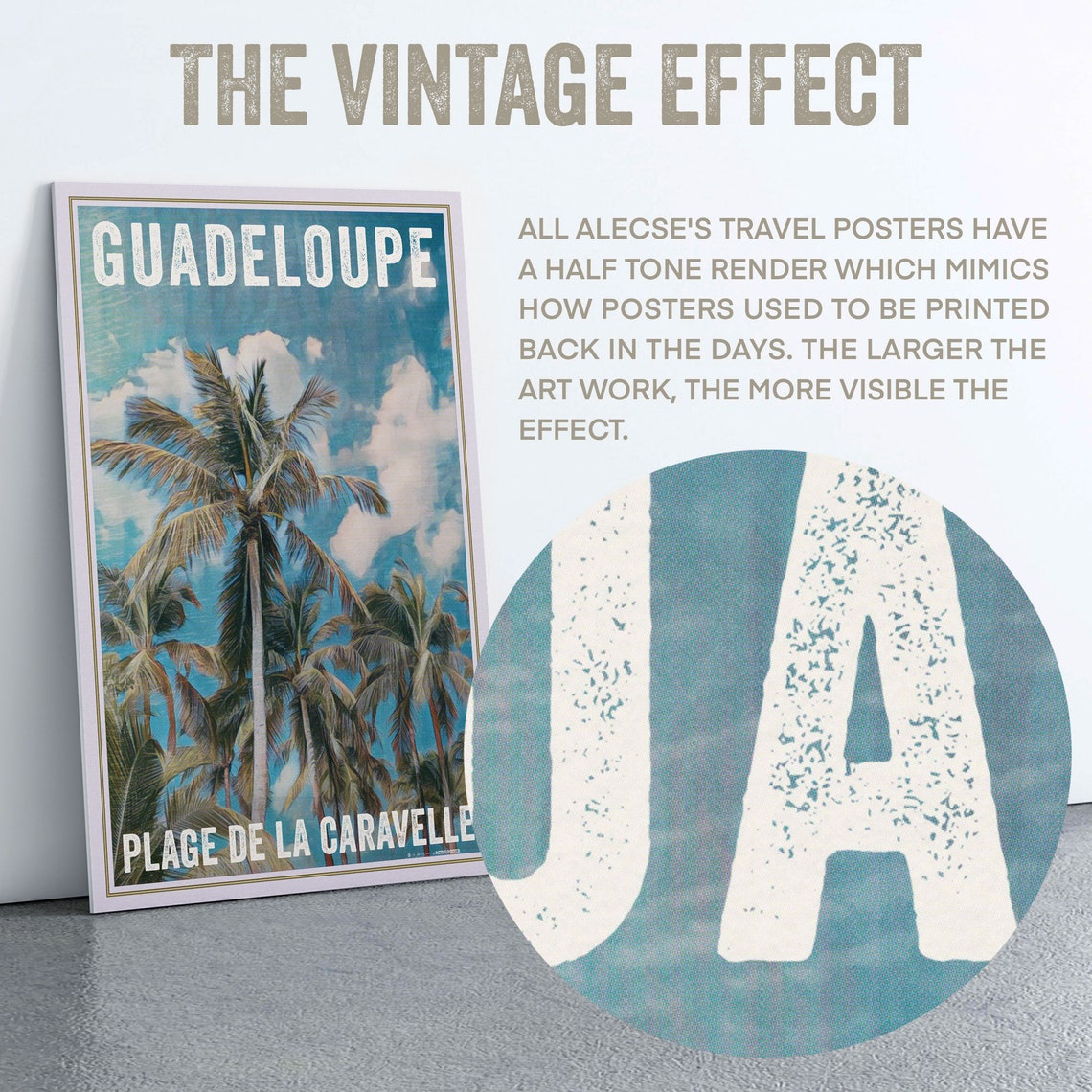 Guadeloupe Plage de la Caravelle Palm Trees Beach Travel Poster - Image 2