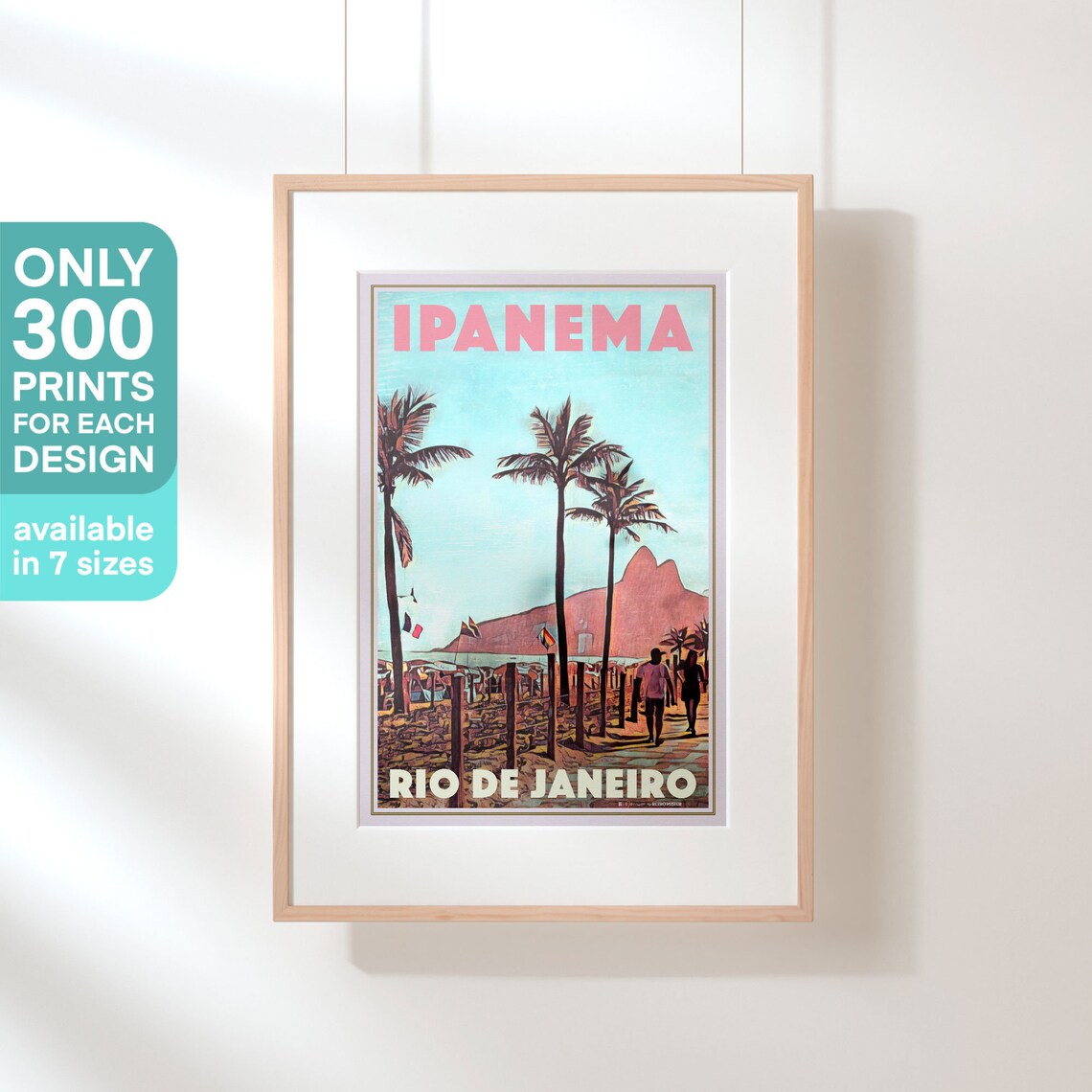 Ipanema Rio de Janeiro Brazil Palm Beach Retro Travel Poster - Image 3
