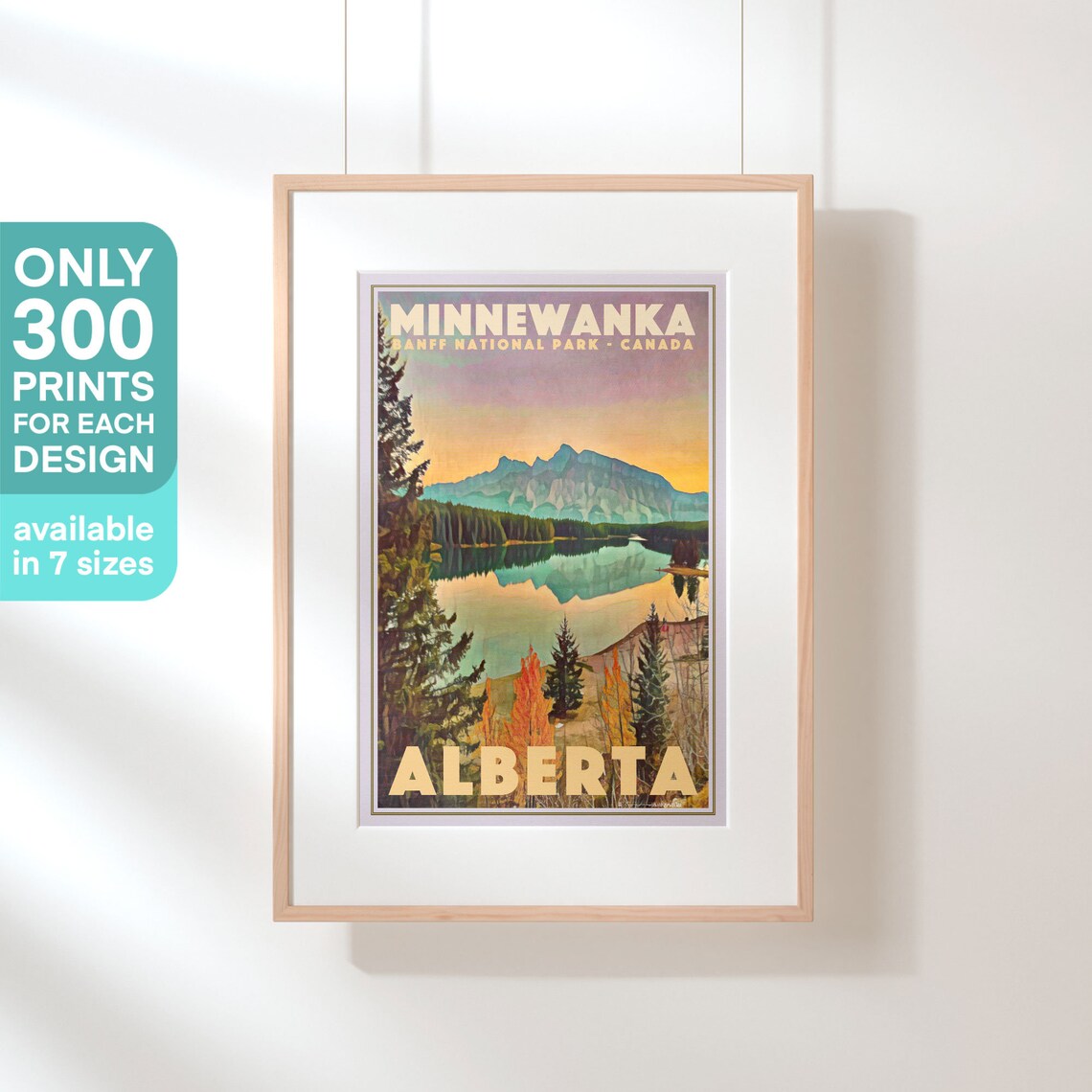 Lake Minnewanka Banff Alberta Canada Mountain Lake Travel Poster - Image 3