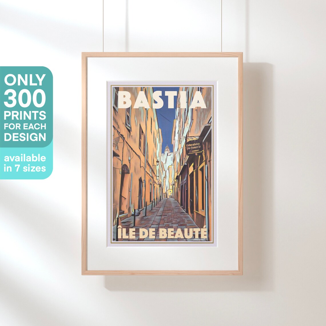 Bastia Sunlit Old Town Alley Corsica France Vintage Travel Poster - Image 3