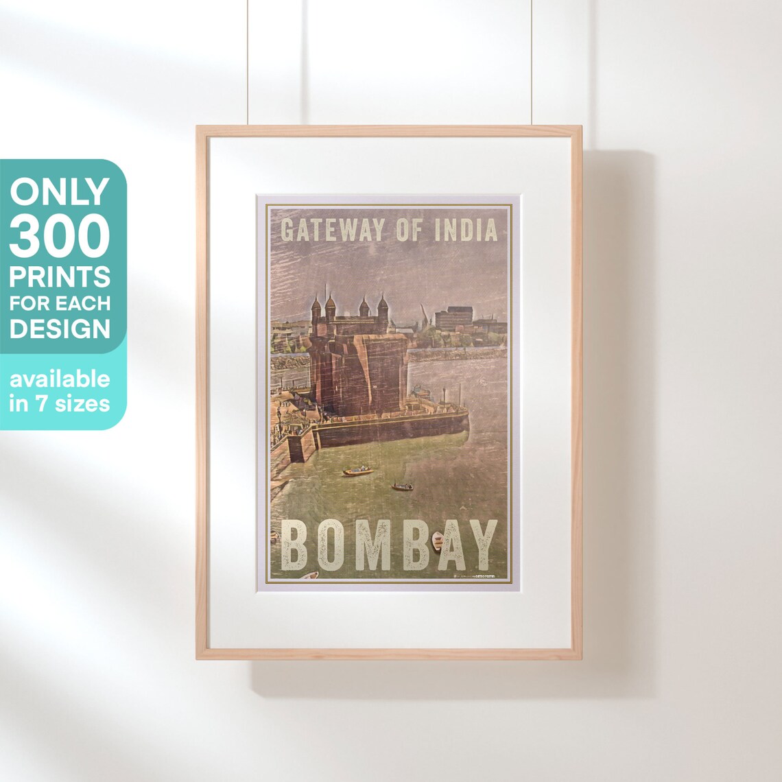 Bombay Gateway of India Arch Monument Vintage India Travel Poster - Image 3