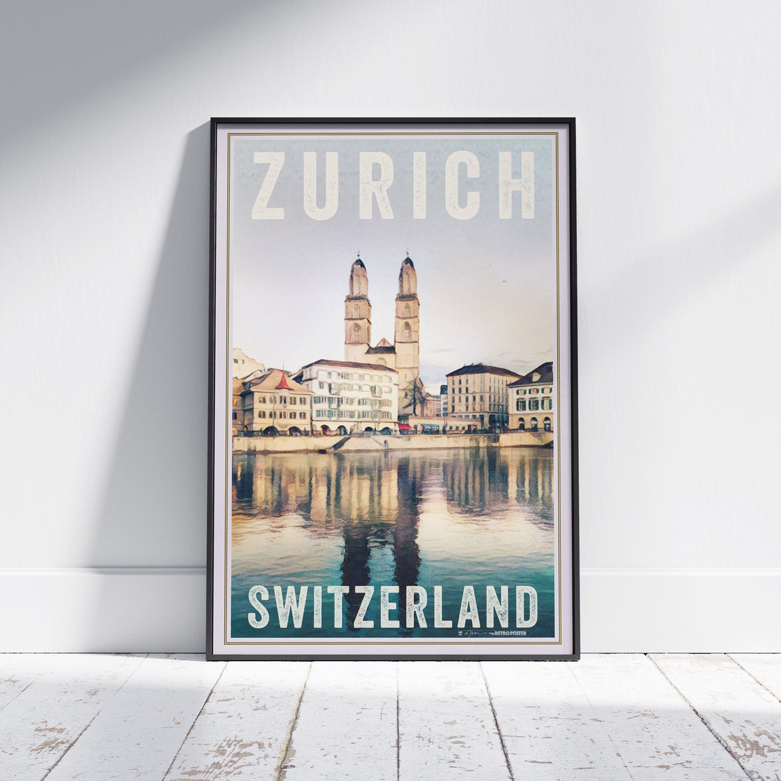 Zurich Poster By Alecse Limited Edition Switzerland Travel Poster Swiss Gallery Wall Print Of Zurich Classic Swiss Poster Of Zurich