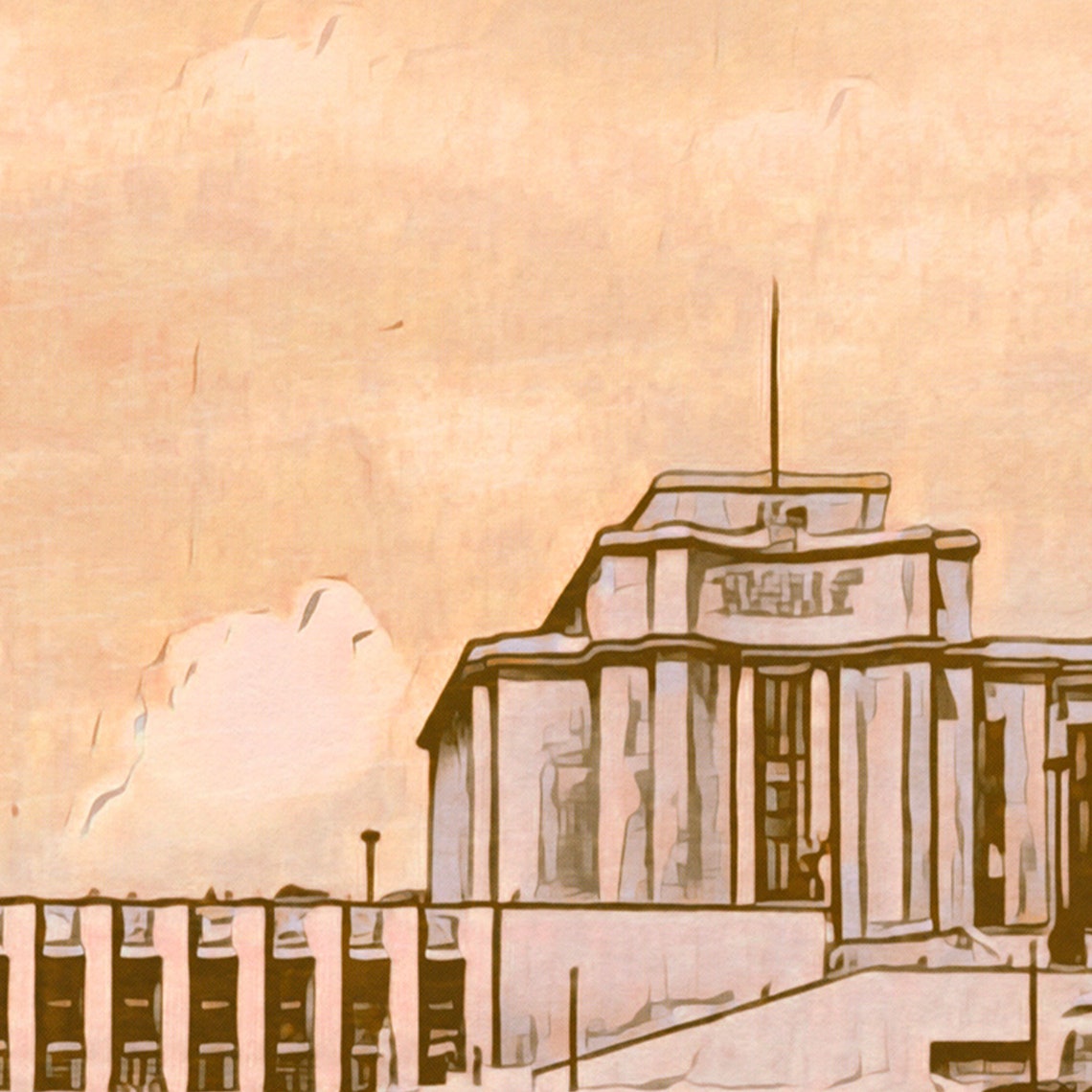 Trocadero Paris Peach Vintage Palais de Chaillot Travel Poster - Image 4