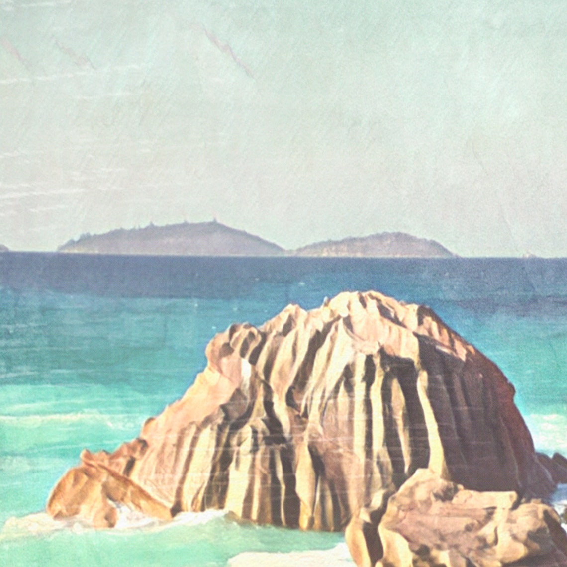 La Digue Seychelles Vintage Travel Poster With Granite Boulder Beach - Image 4