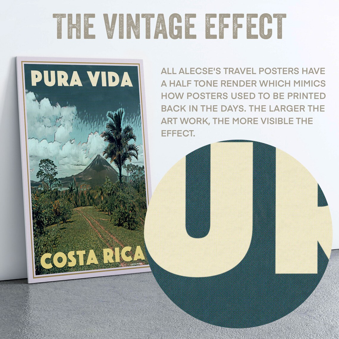 Costa Rica Pura Vida Arenal Volcano Jungle Retro Travel Poster - Image 2