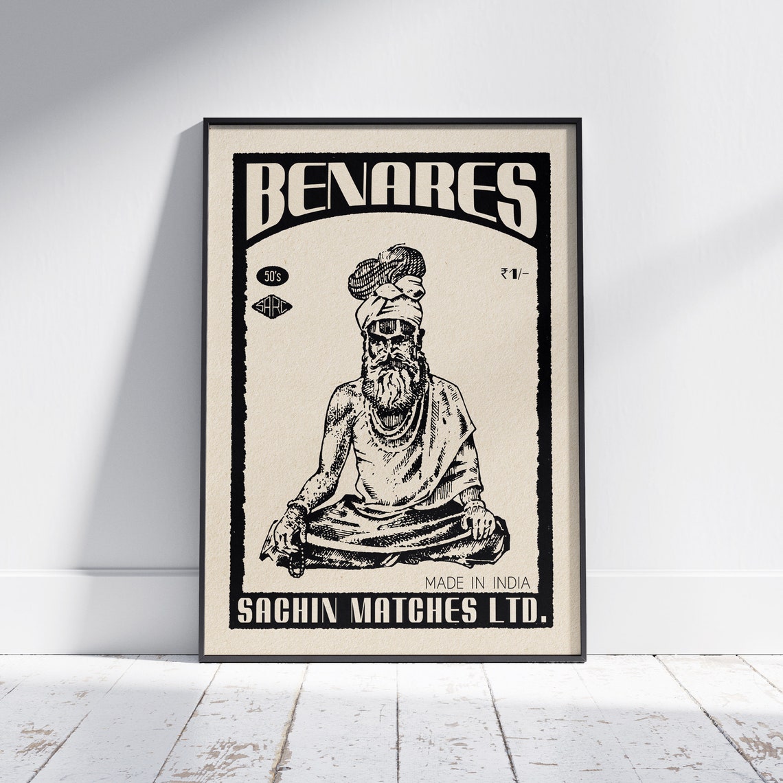 Vintage Benares Sadhu Poster By Shree Limited Edition Sadhu Gallery Wall Print Of Benares Classic India Travel Poster Of Varanasi