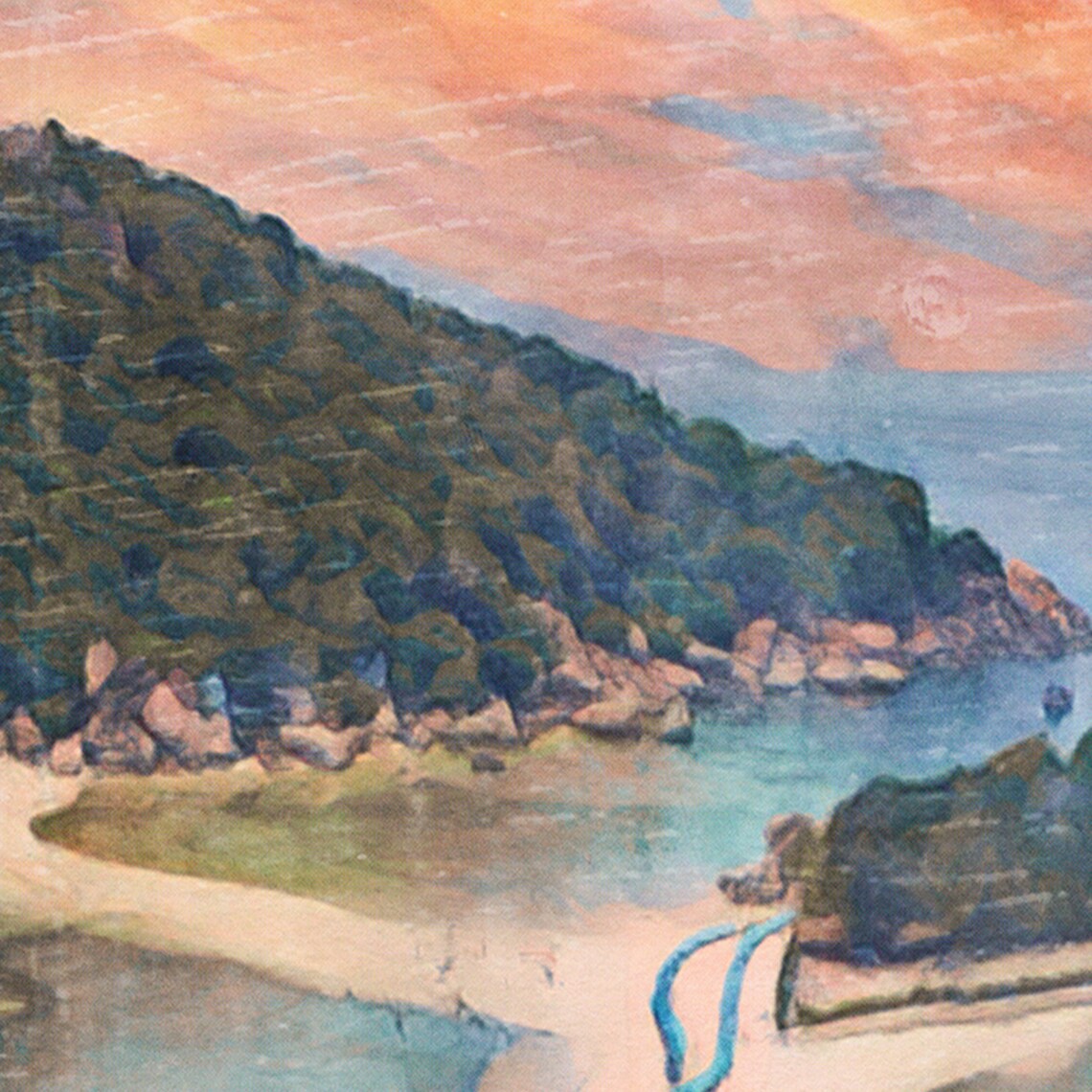 Koh Tao Thailand Island Sunset Panorama Tropical Bay Travel Poster - Image 4
