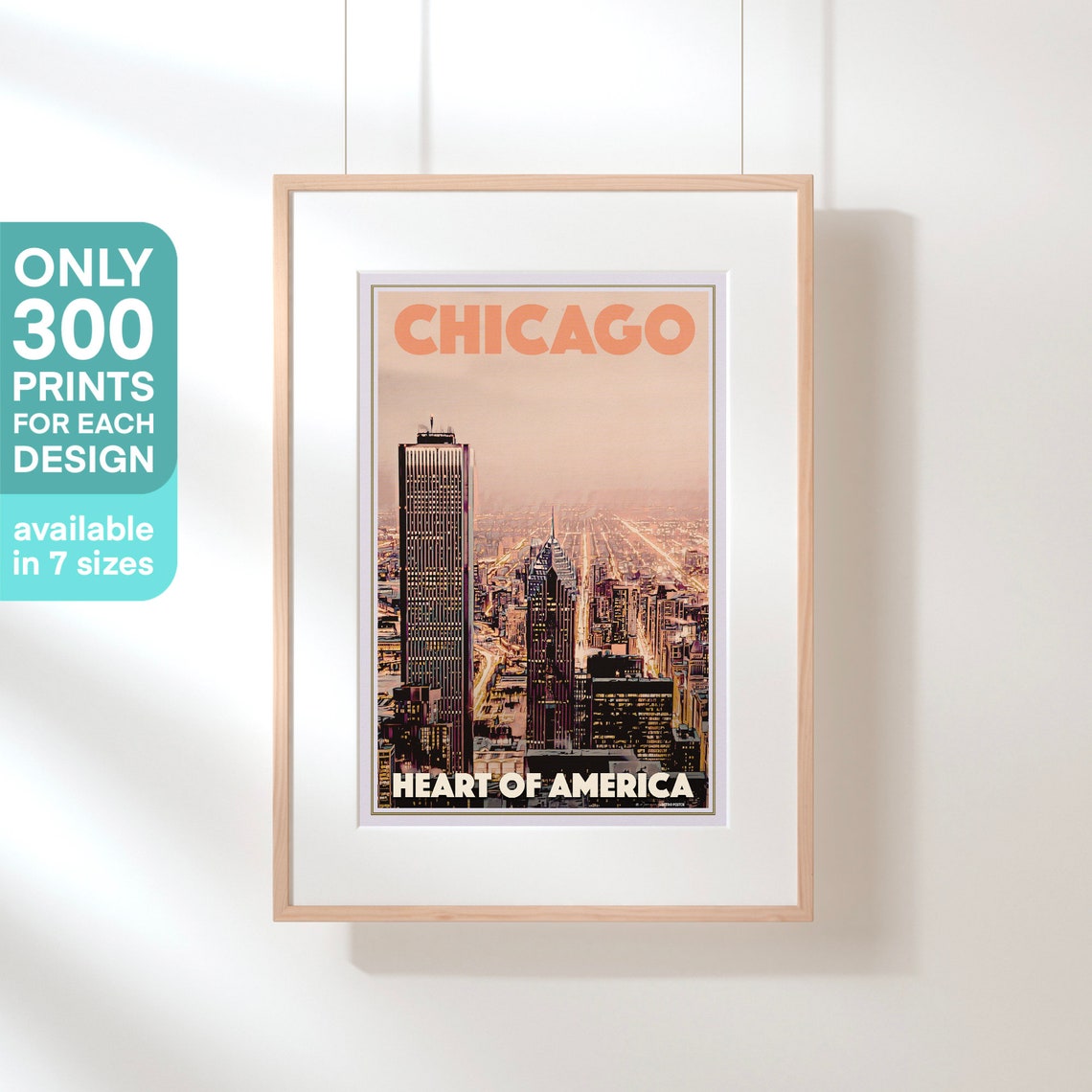 Chicago Poster Heart Of America By Alecse Limited Edition Chicago Print Us Travel Poster Chicago Travel Wall Print Chicago Gift - Image 3