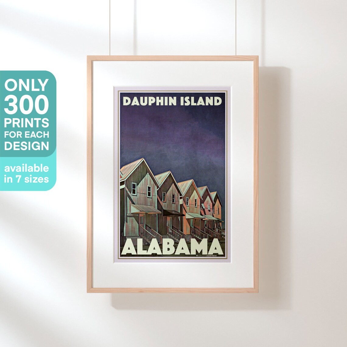 Dauphin Island Alabama Vintage Travel Poster With Beach Cottages Row - Image 3