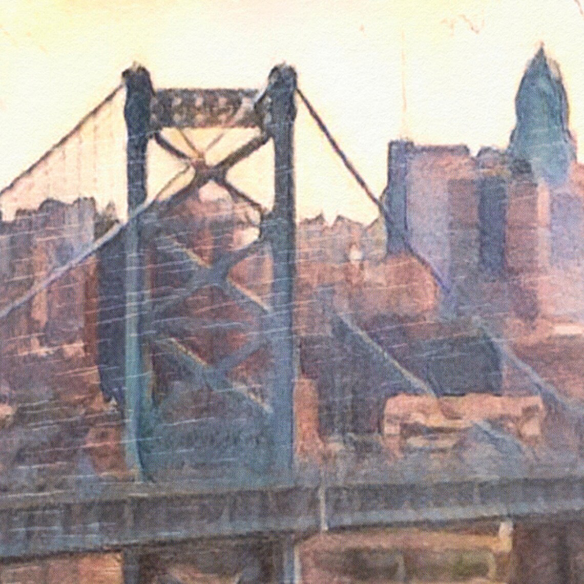 Philadelphia Franklin Bridge City Skyline Sunset Vintage Travel Poster - Image 4
