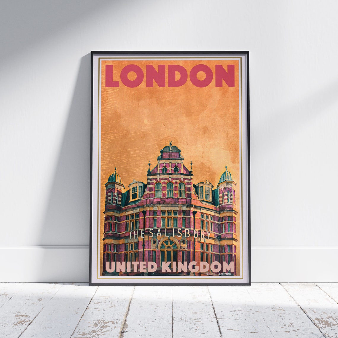 London Poster Salisbury Hotel By Alecse Limited Edition London Travel Poster Uk Travel Wall Art London Print London Hotel Poster