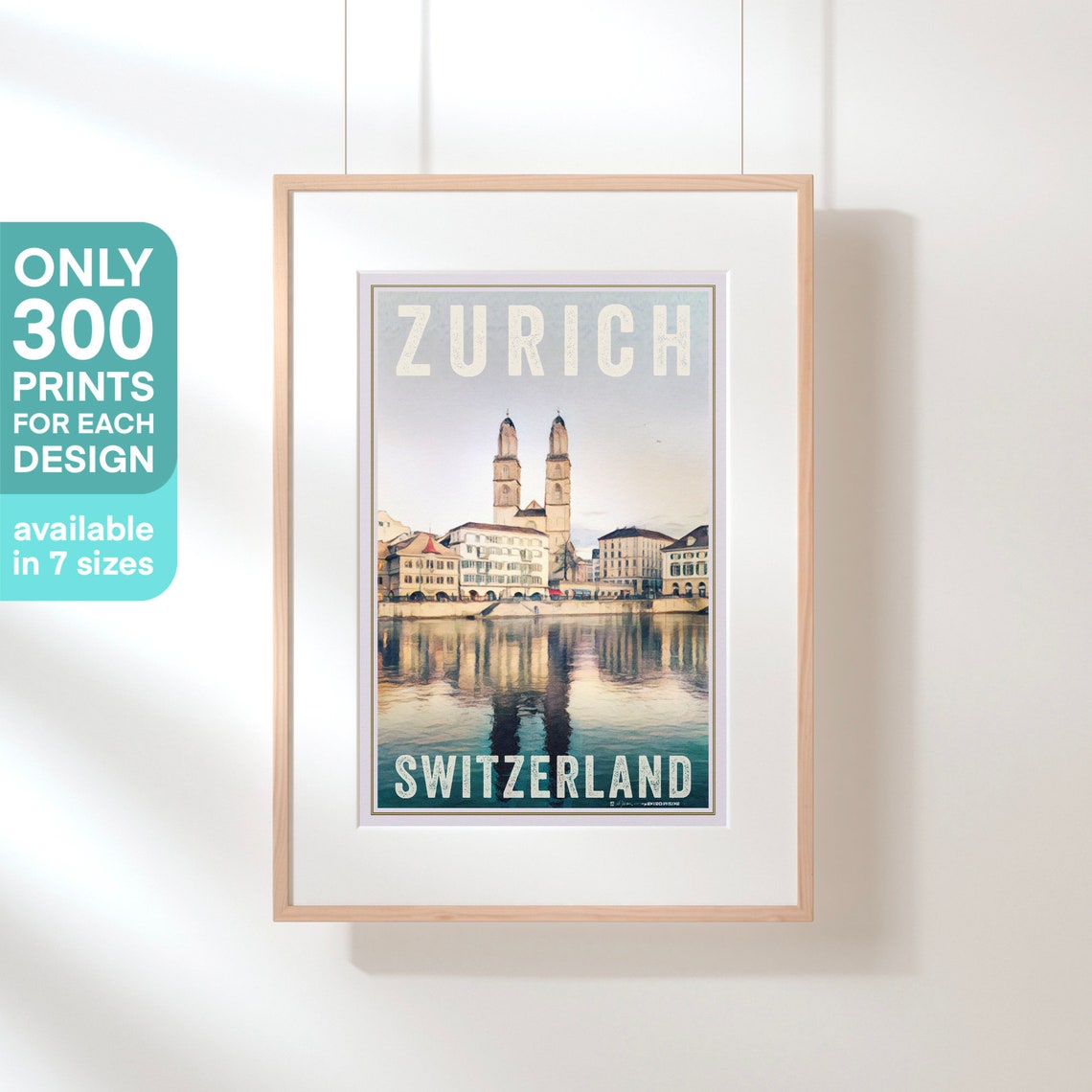 Zurich Poster By Alecse Limited Edition Switzerland Travel Poster Swiss Gallery Wall Print Of Zurich Classic Swiss Poster Of Zurich - Image 3