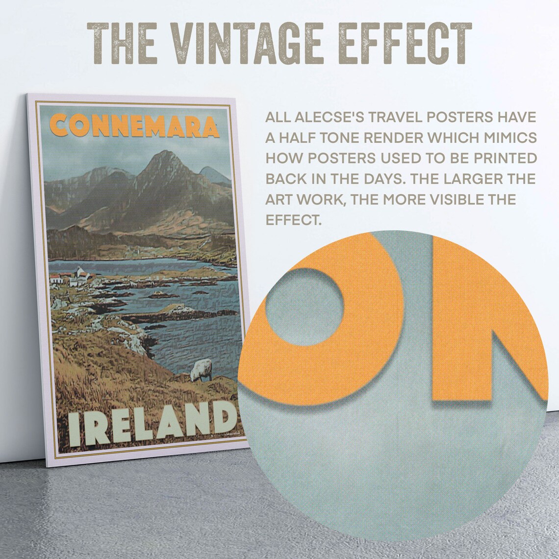 Connemara Ireland Sheep Lake Mountain Landscape Vintage Travel Poster - Image 2